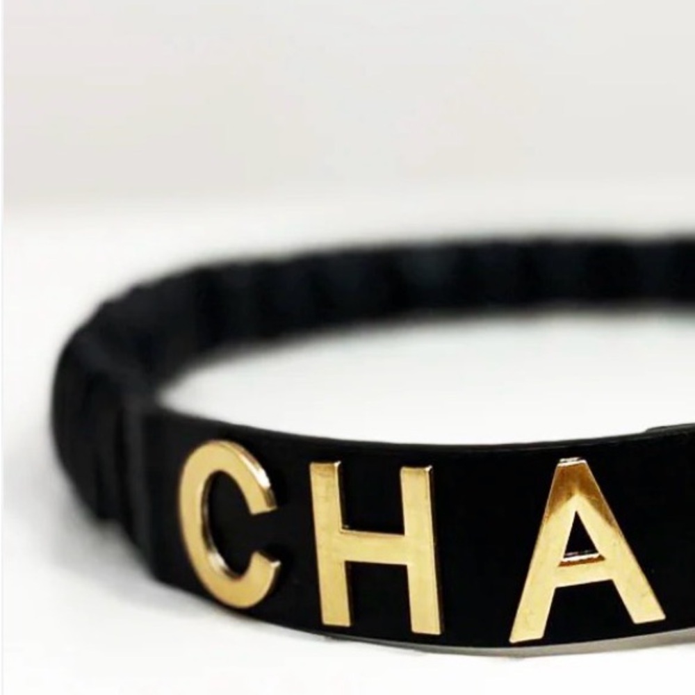 Gold CHA NEL Crystal interlocking CC Black Leather Scrunch Waist Belt & Box XS S - Picture 4 of 14